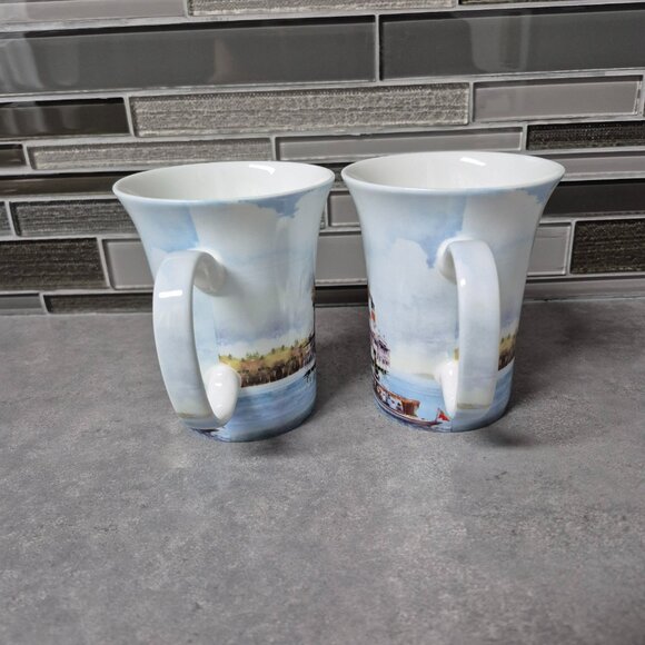 McIntosh Ray Davidson "Meeting on Lake Muskoka" Fine Bone China Coffee Tea Mugs - Picture 2 of 6